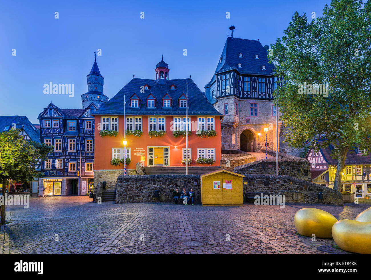 Deutschland, Hessen, Taunus, Idstein, König-Adolf-Platz (König-Adolf-Platz), Fachwerk-der StVZO, Hexenturm, (Hexenturm) Stockfoto