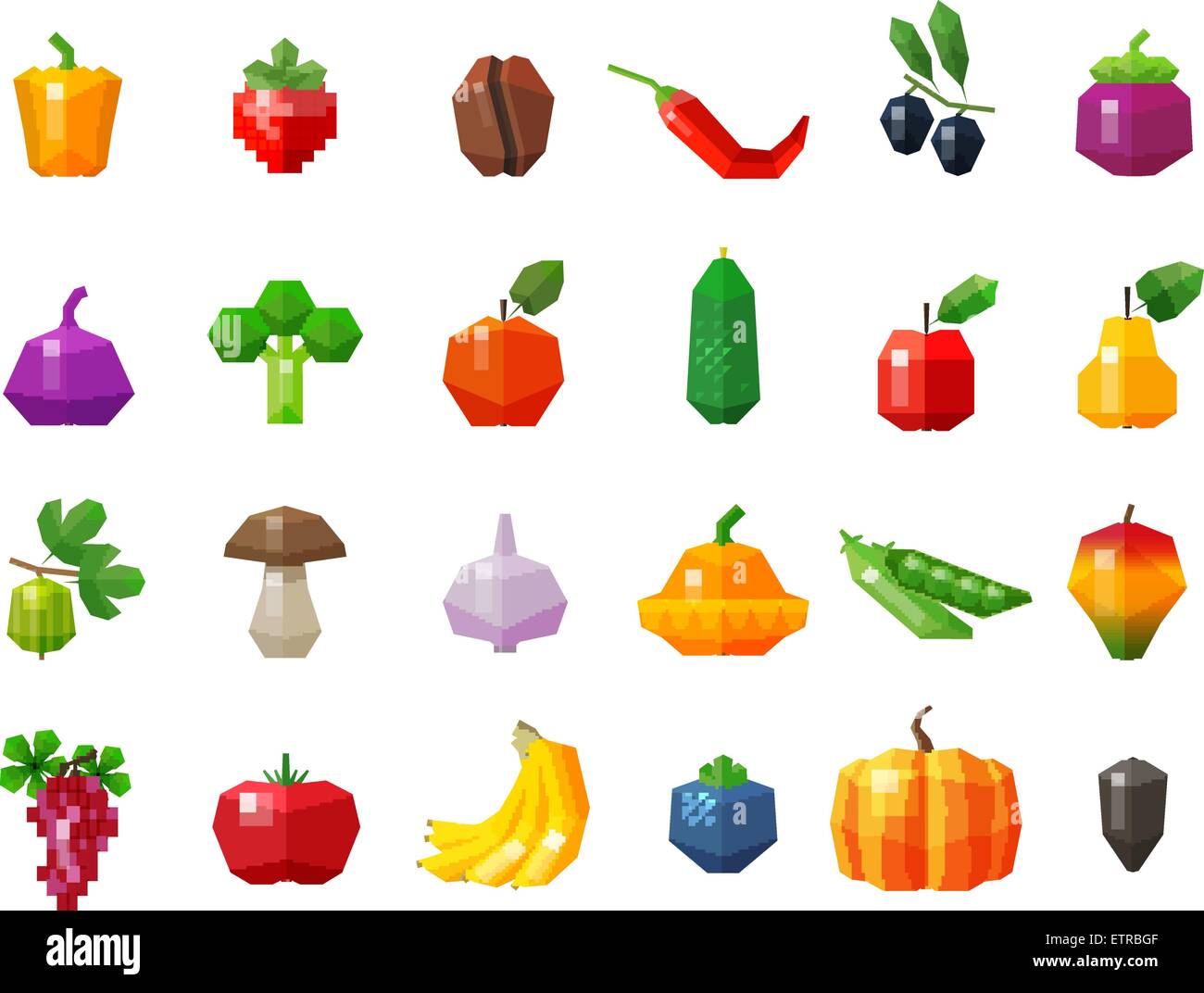 Essen. Obst und Gemüse stellen Icons. Vektor-illustration Stock Vektor