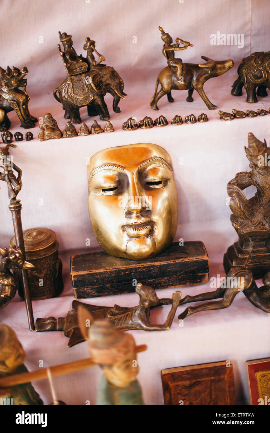 Goldmaske, burmesischen Kunst in Bagan, Myanmar Stockfoto