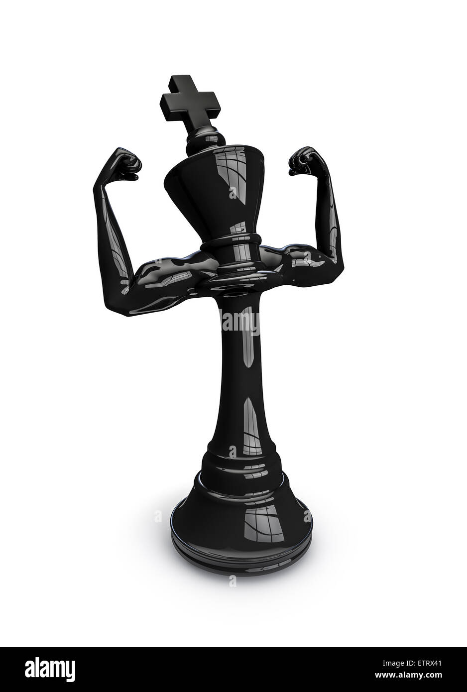 3D Rendern der schwarze König beugen Bizeps Stockfoto