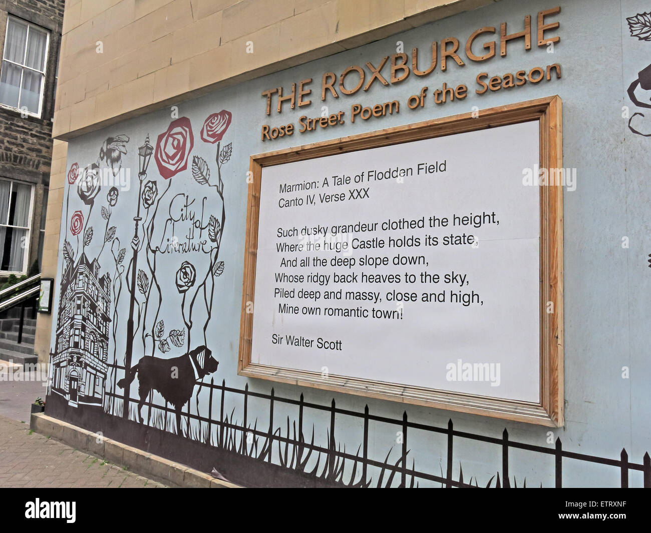 Die Roxburghe Gedicht der Saison, Rose St, Edinburgh, Scotland, UK, ein Projekt von Astrid Jaekel Stockfoto