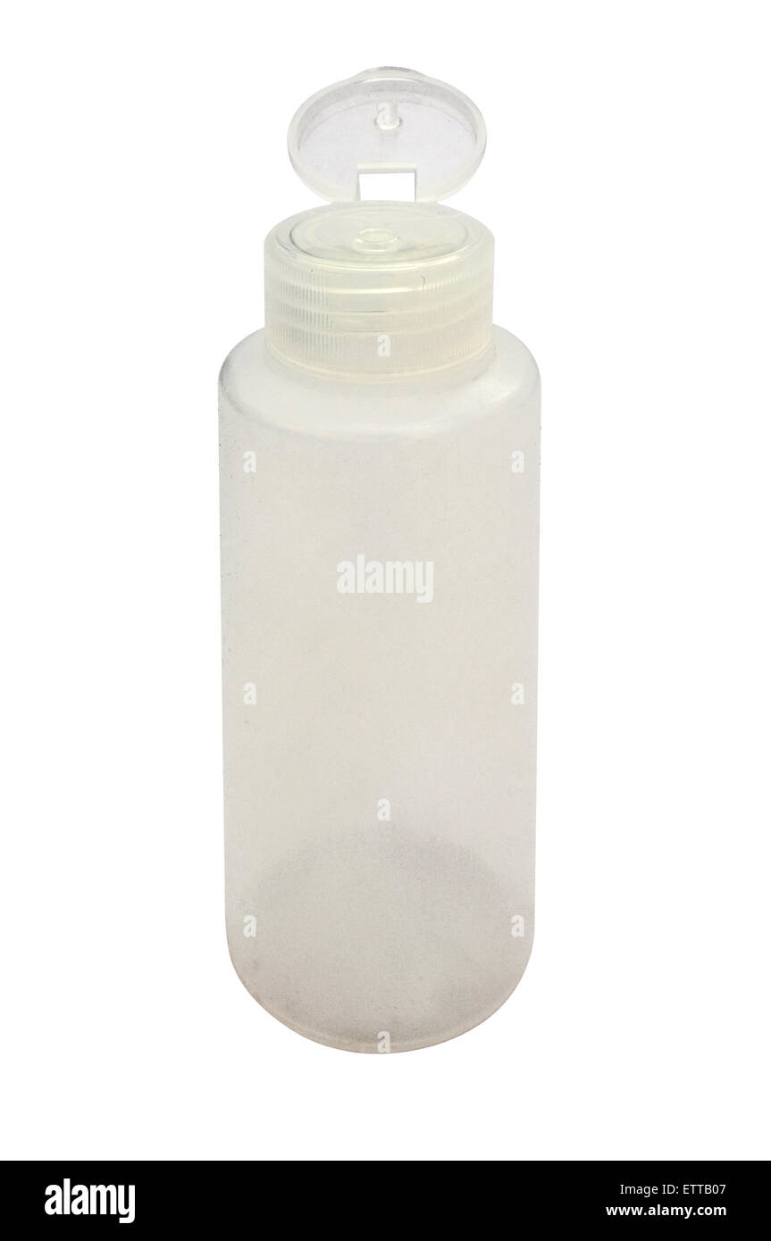 Weiße Leere Plastikflasche für Kosmetik, Shampoo, flüssig Stockfoto