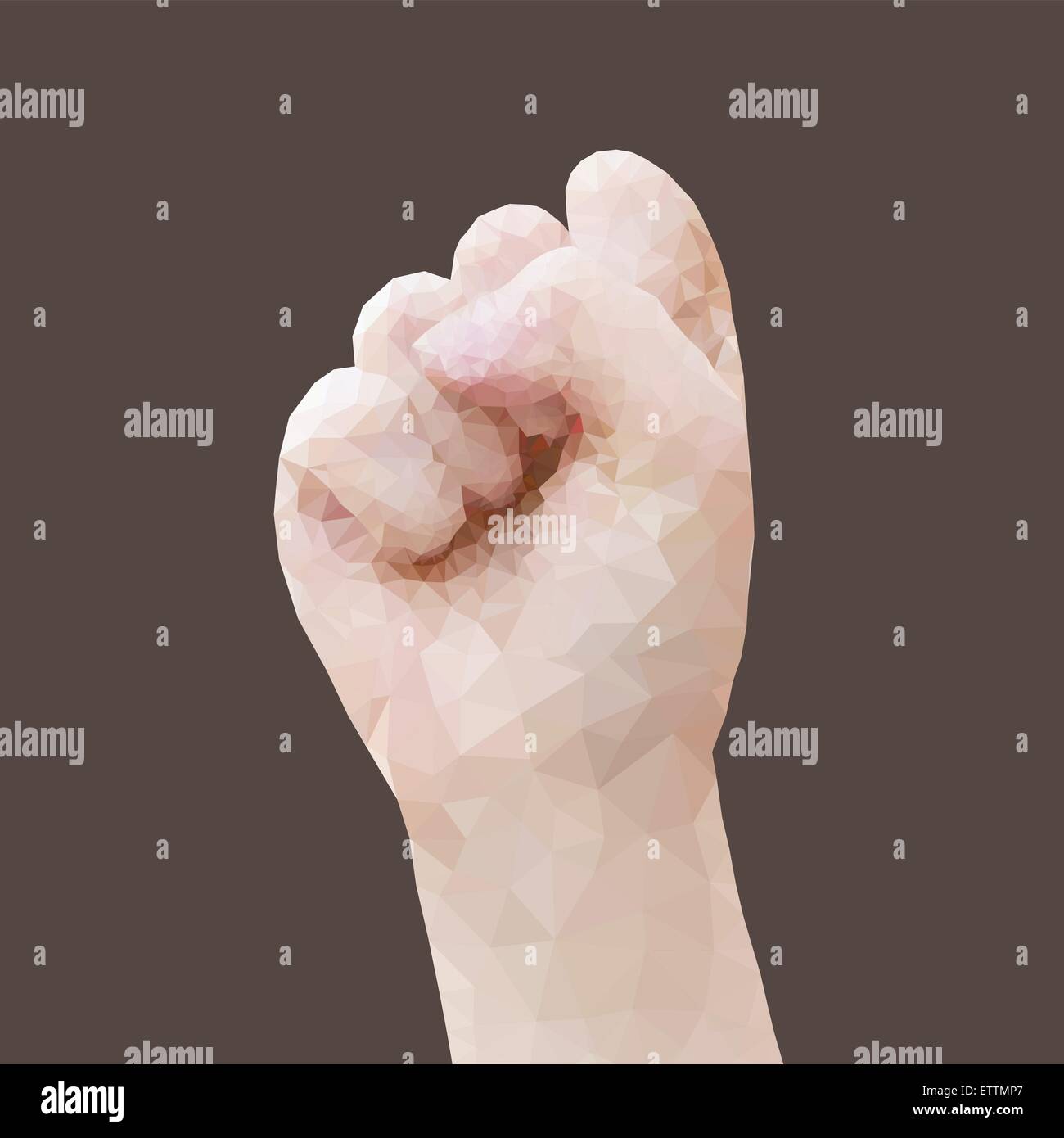 Low-Poly hand, geballte Faust Geste auf dunklem Hintergrund. Stock Vektor