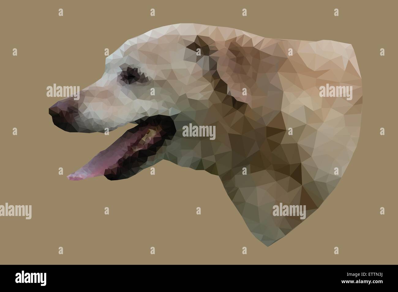 Low-Poly-Vektor-Porträt, Abbildung des Hundes mit offen Mund und schläfrigen Zunge. Stock Vektor