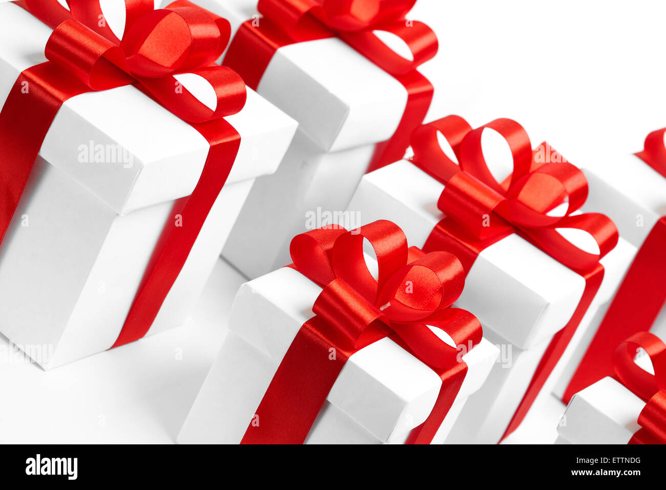 Satz von geschenkboxen mit Klebeband Stockfoto