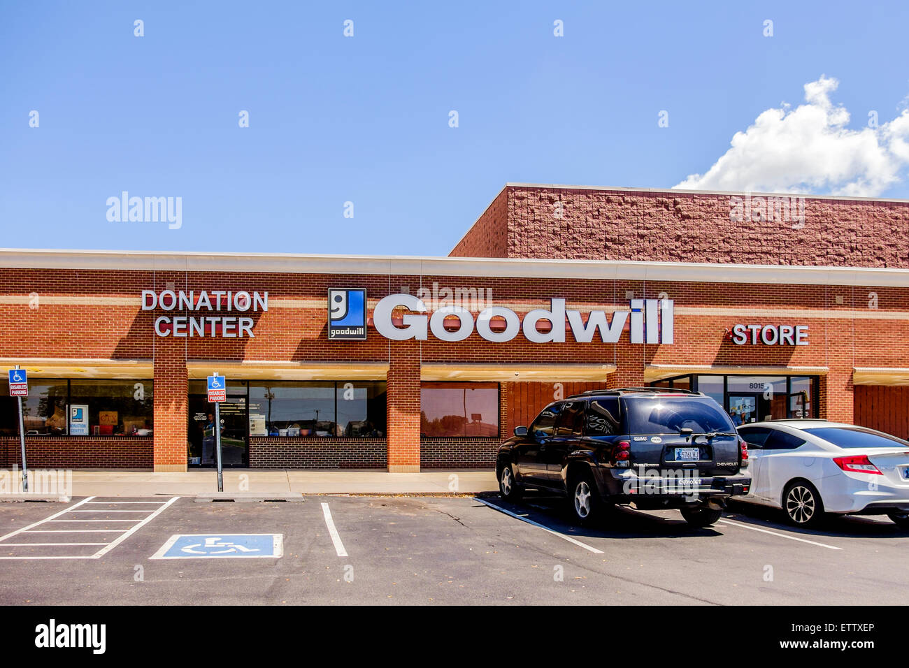 Das äußere eines Goodwill-Spende-Center in Oklahoma City, Oklahoma, USA. Stockfoto