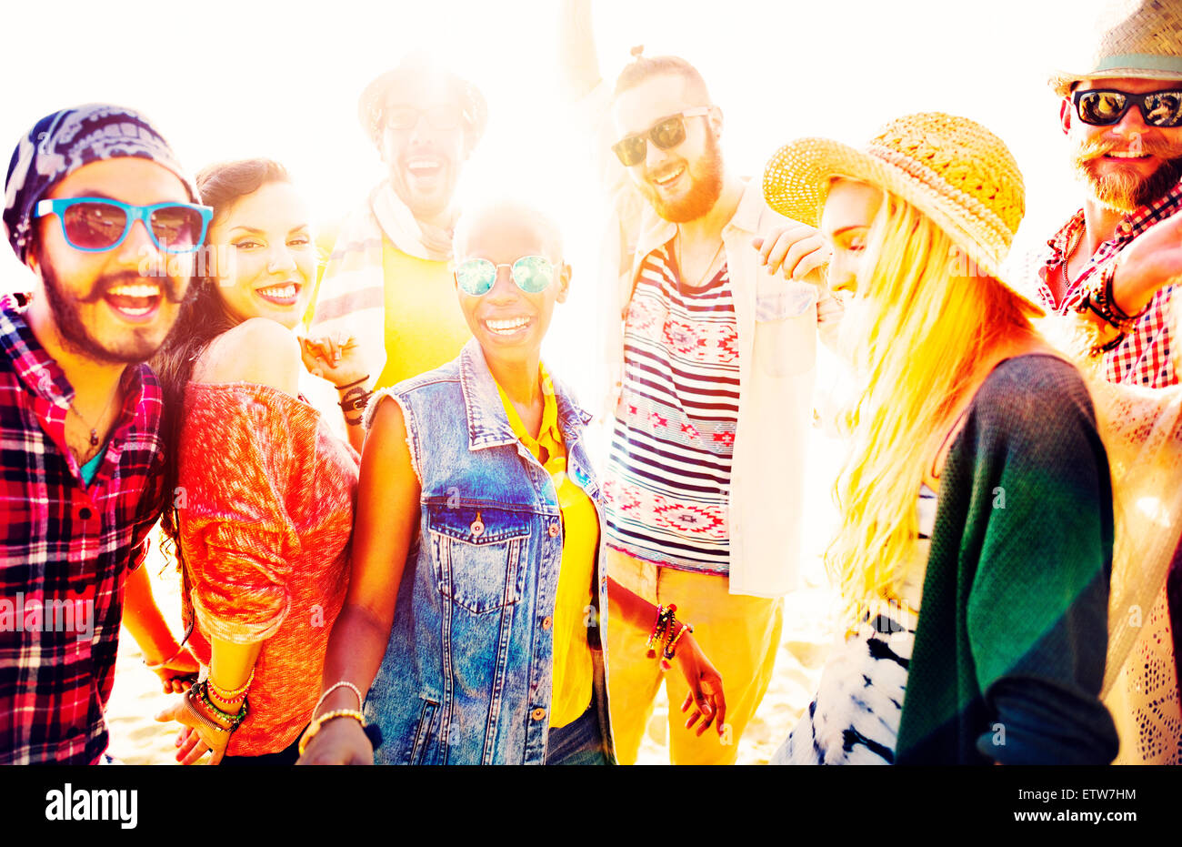 Jugendliche Freunde Beach Party Glück Konzept Stockfoto