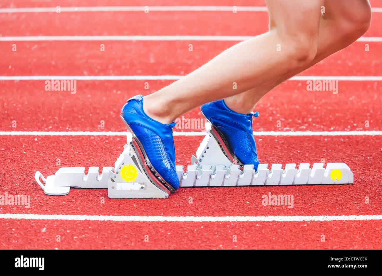 Sportler-Läufer am Start, Sport-Hintergrund Stockfoto