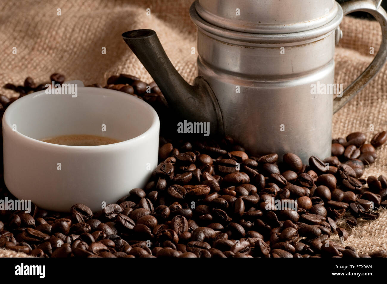 Frühstück mit Kaffee Stockfoto