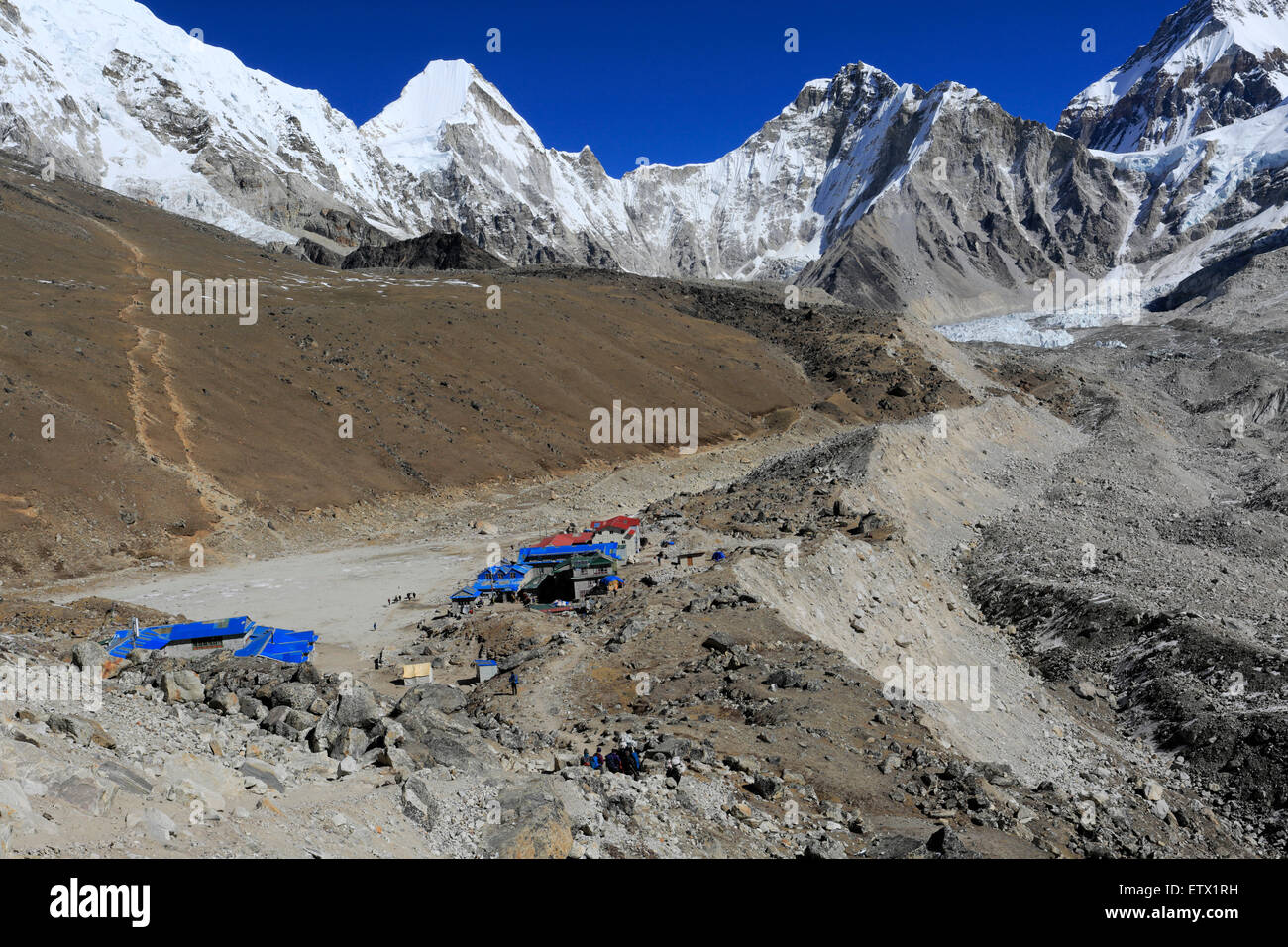 Gorak Shep Dorf, Everest base camp Trek, UNESCO-Weltkulturerbe, Sagarmatha Nationalpark, Solu Khumbu District, Khumbu r Stockfoto