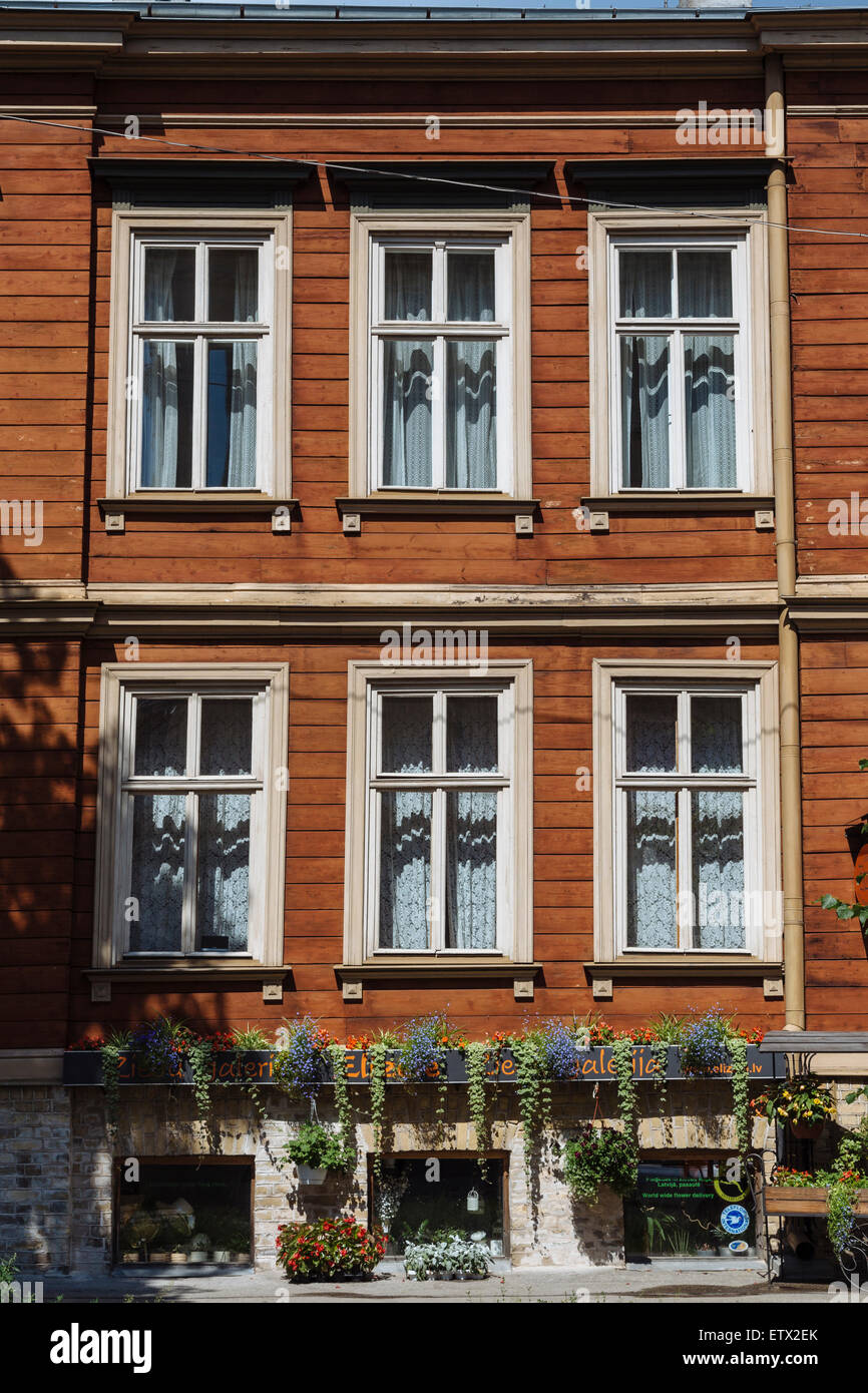 Altes Holzhaus in der Elizabetes Iela 4, Riga, Lettland Stockfoto