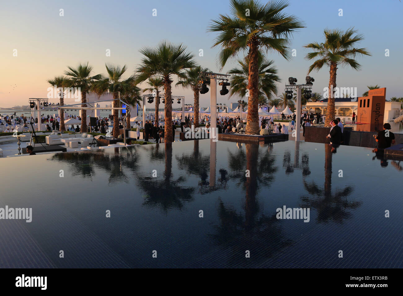 Dubai, Vereinigte Arabische Emirate, Private Beach Club Party am Strand in Dubai Stockfoto