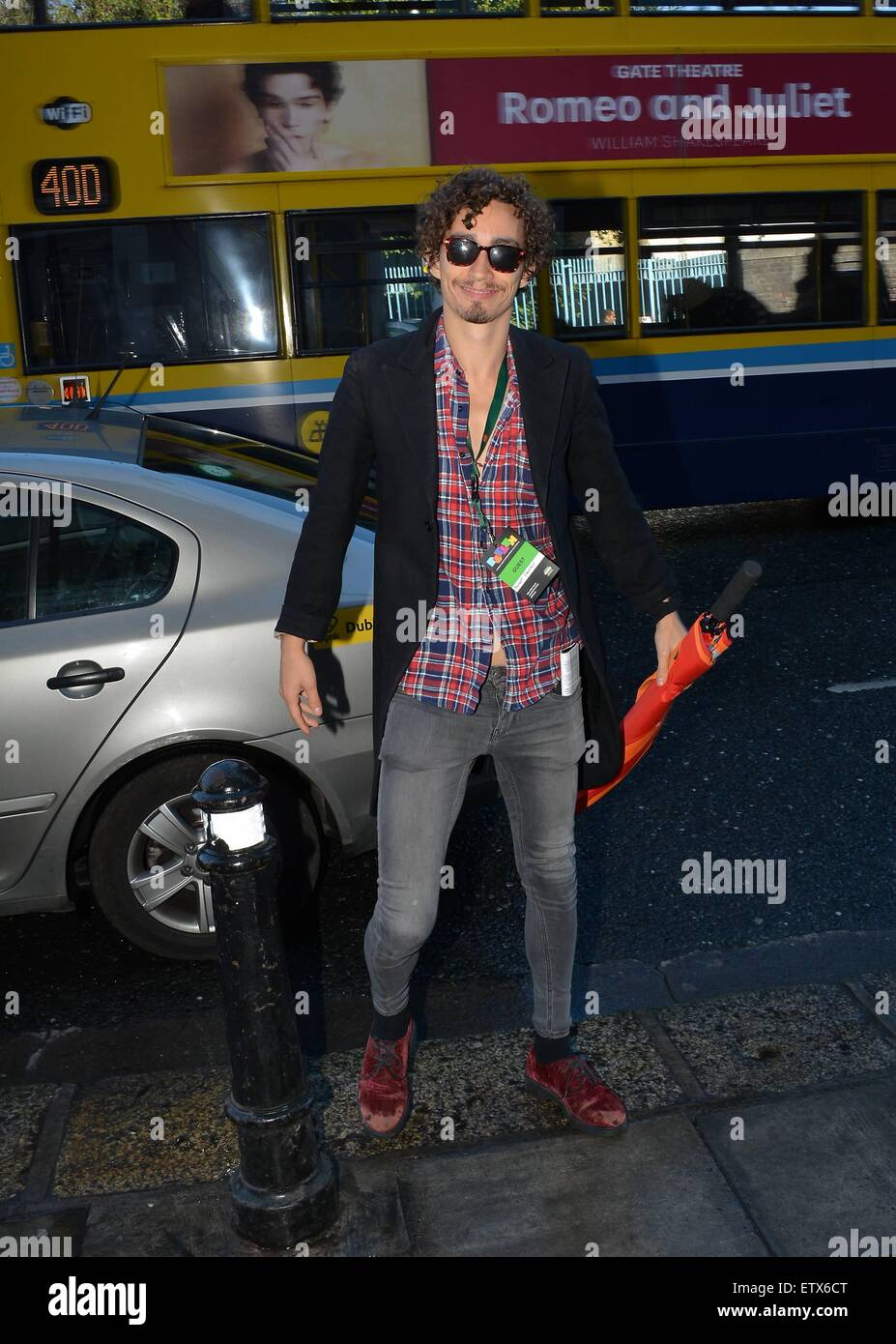 Poldark Sterne Aidan Turner & Verlobte Sarah Greene besuchen eine Podiumsdiskussion zum Thema Schauspiel an der Lehrer-Club an der Parnell Street im Rahmen des Jameson Dublin International Film Festival neben anderen irischen Schauspieler Robert Sheehan, Dublin, Irland - 24.03.15.  Mit: Robert Sheehan Where: Dublin, Irland bei: 24. März 2015 Stockfoto