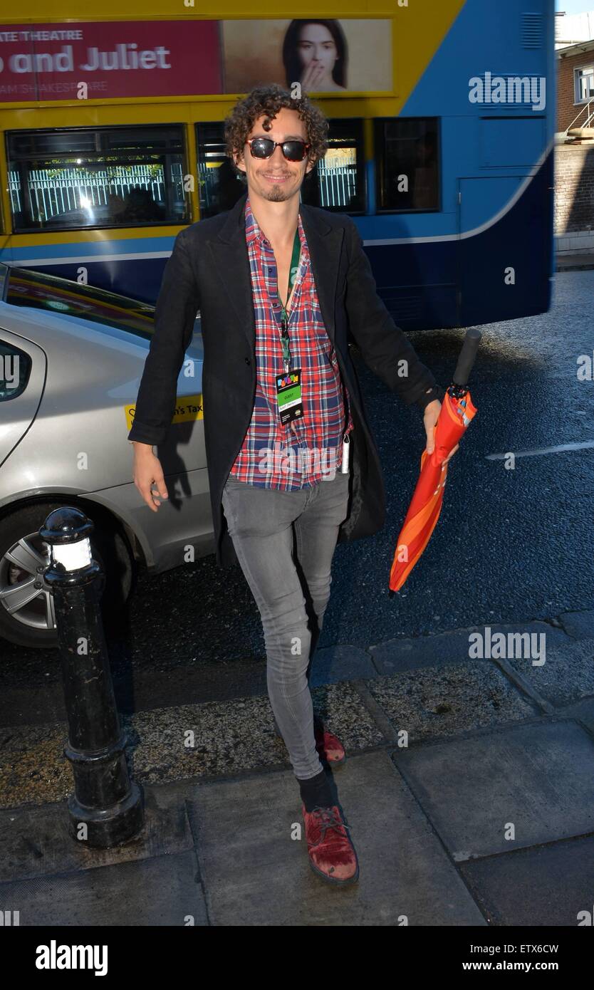 Poldark Sterne Aidan Turner & Verlobte Sarah Greene besuchen eine Podiumsdiskussion zum Thema Schauspiel an der Lehrer-Club an der Parnell Street im Rahmen des Jameson Dublin International Film Festival neben anderen irischen Schauspieler Robert Sheehan, Dublin, Irland - 24.03.15.  Mit: Robert Sheehan Where: Dublin, Irland bei: 24. März 2015 Stockfoto