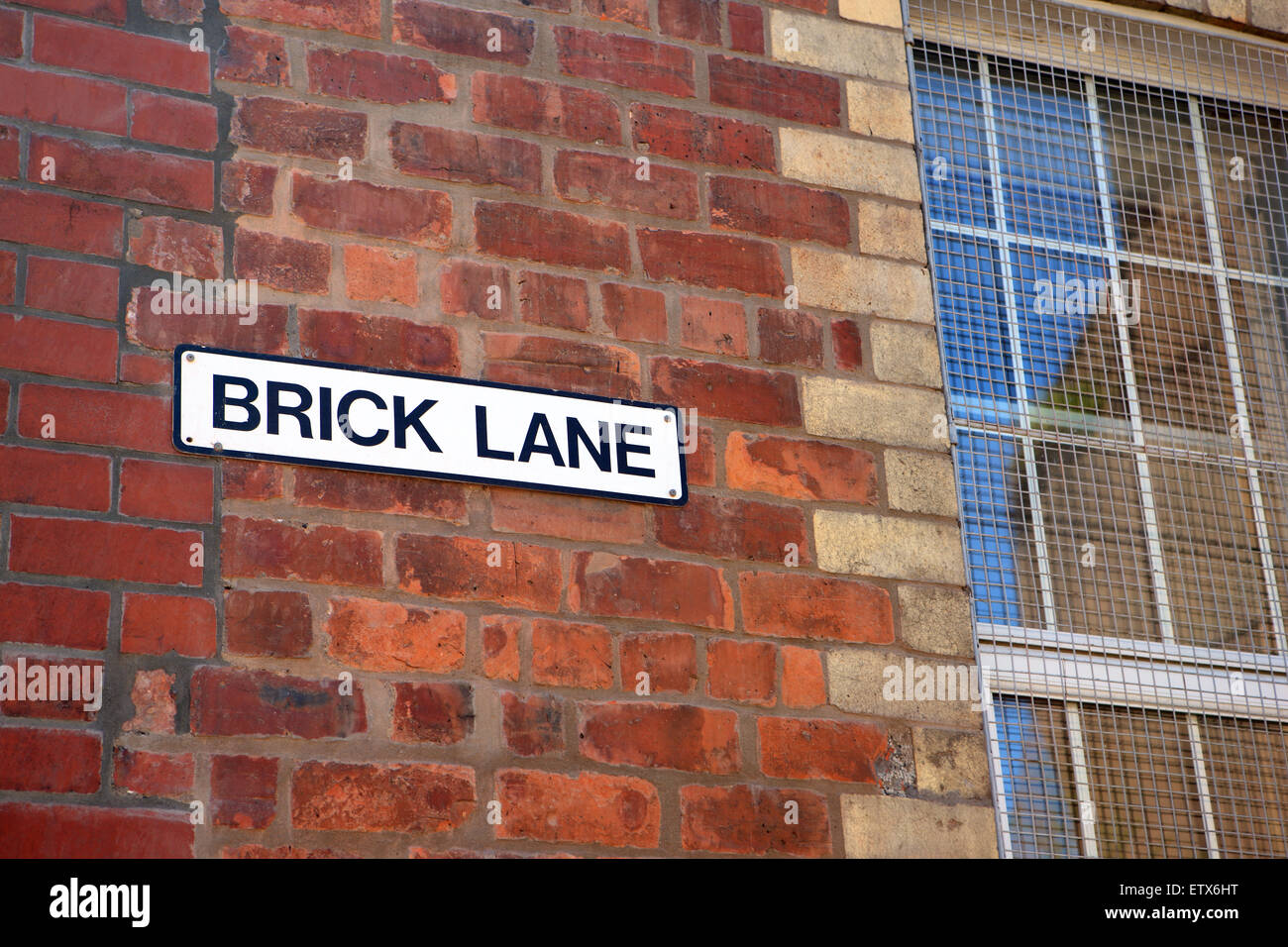 Brick Lane Straße Namensschild Stockfoto