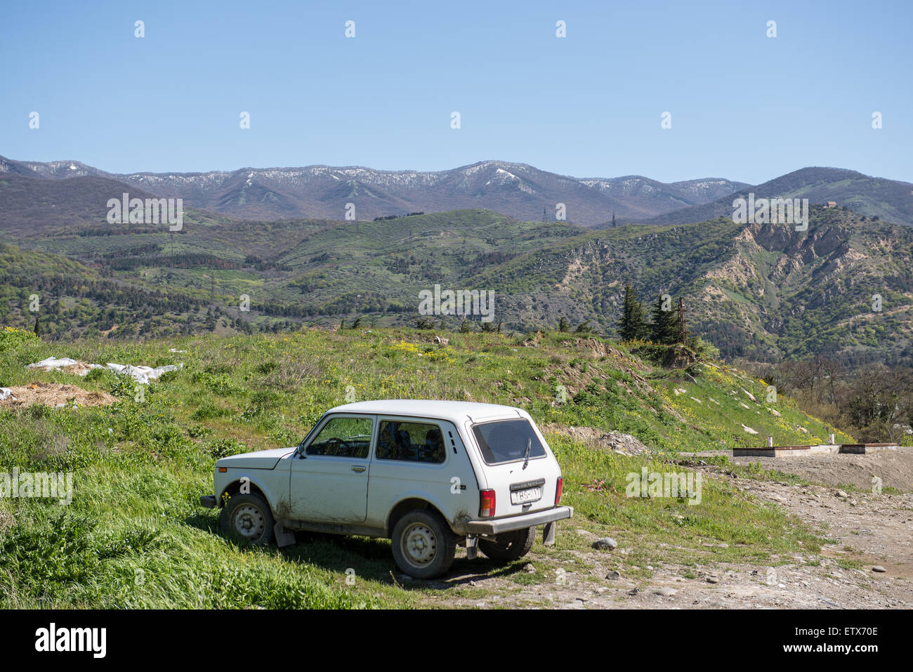 Lada Niva-Oldtimer auch bekannt als VAZ 2121 in Georgien Stockfoto