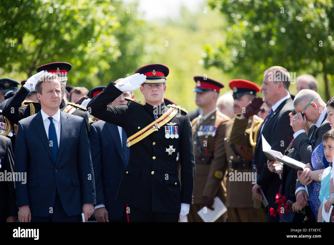 Seine königliche Hoheit Prinz Harry und Premierminister David Cameron Teilnahme an der Einweihungsfeier der Bastion Wand an der NMA Stockfoto
