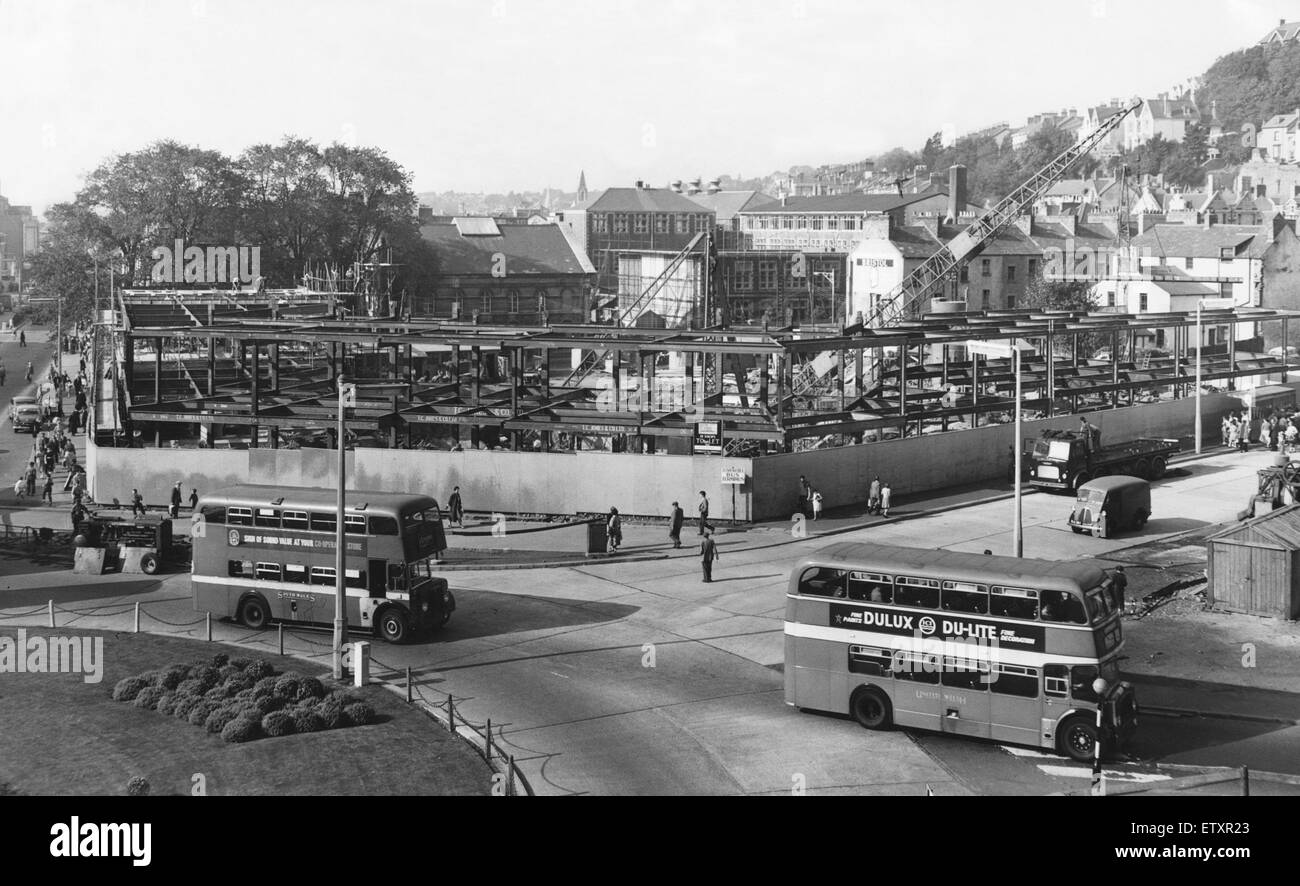 Neue shopping Komplex Wesen gebaut am Kingsway Kreisverkehr Swansea. 4. Oktober 1959. Stockfoto