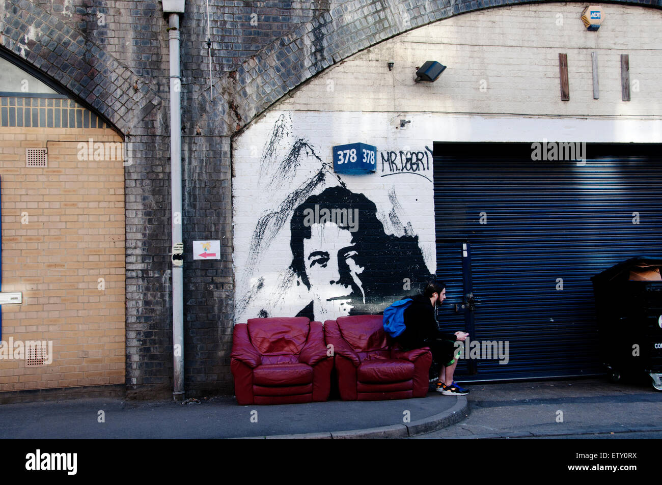 Hackney, London. London-Felder. Die Bögen. Mentmore Terrasse. Stockfoto