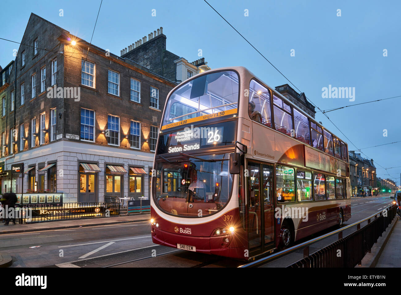 Edinburgh-Transport, Bus auf Shandwick Place, Edinburgh, Schottland Stockfoto
