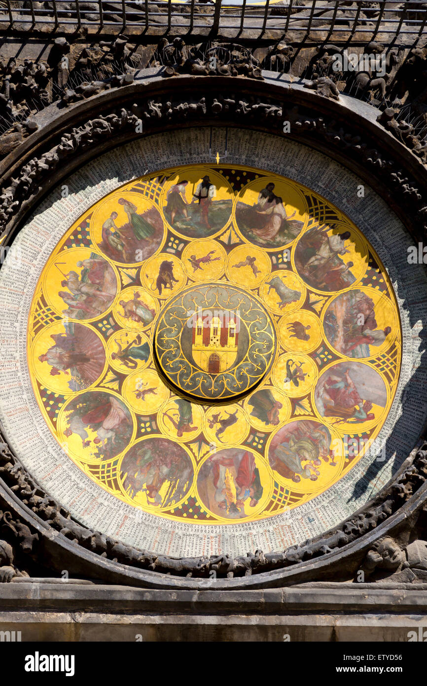 Astronomische Uhr am Stadthaus in Prag, Tschechien Stockfoto