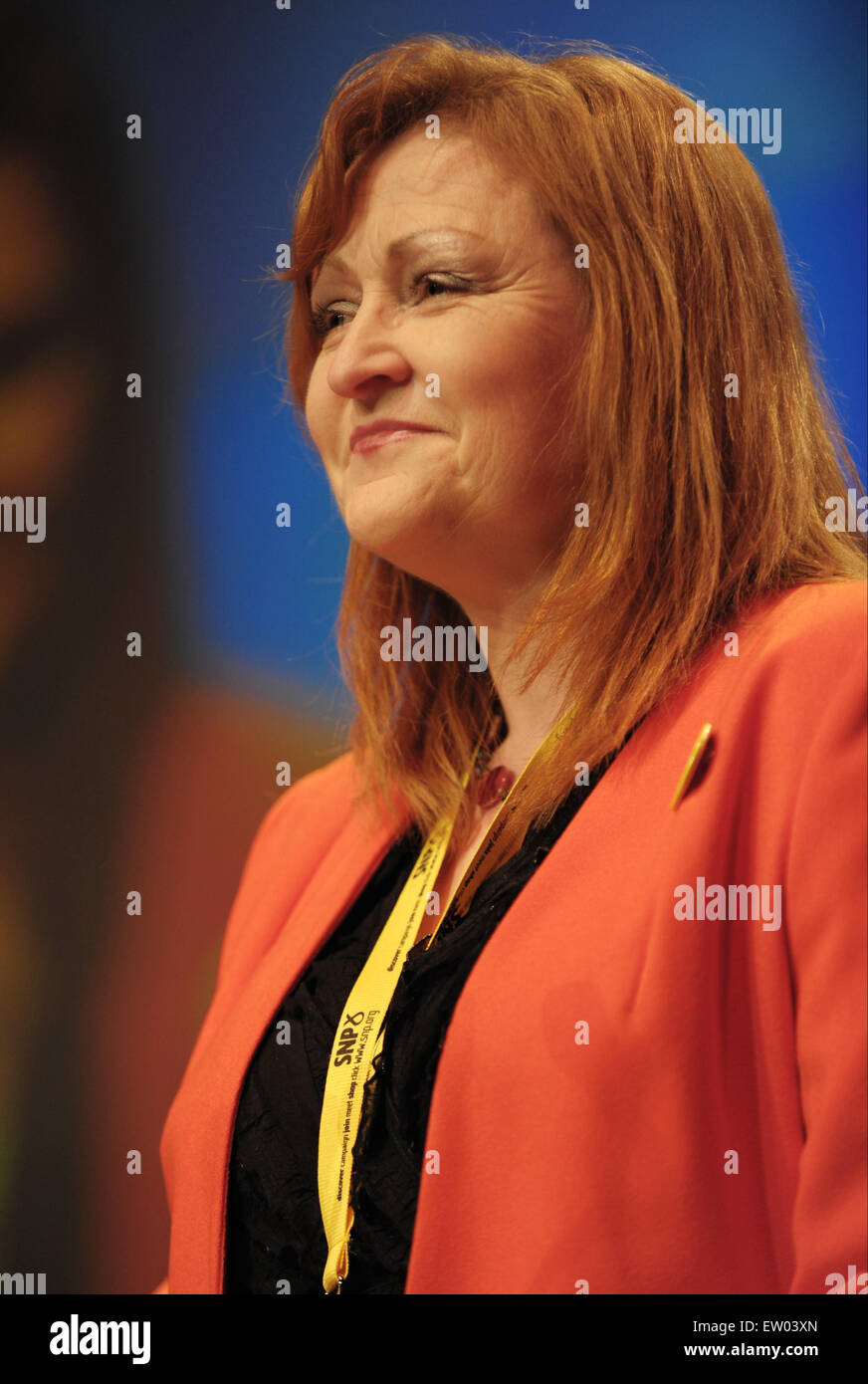 Die Scottish National Party anlässlich ihrer Frühjahrstagung SECC in Glasgow vor den allgemeinen Wahlen am 7. Mai mit 3.000 Teilnehmern.  Mitwirkende: Emma Harper wo: Glasgow, Vereinigtes Königreich bei: 28. März 2015 Stockfoto