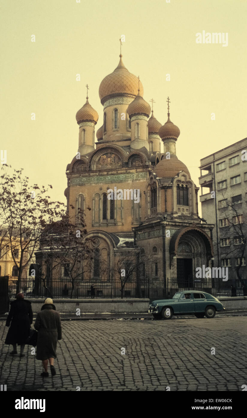 St. Nikolaus Russische Kirche von Bukarest in der Mitte der sechziger Jahre. Bukarest, Rumänien, 1964 Stockfoto