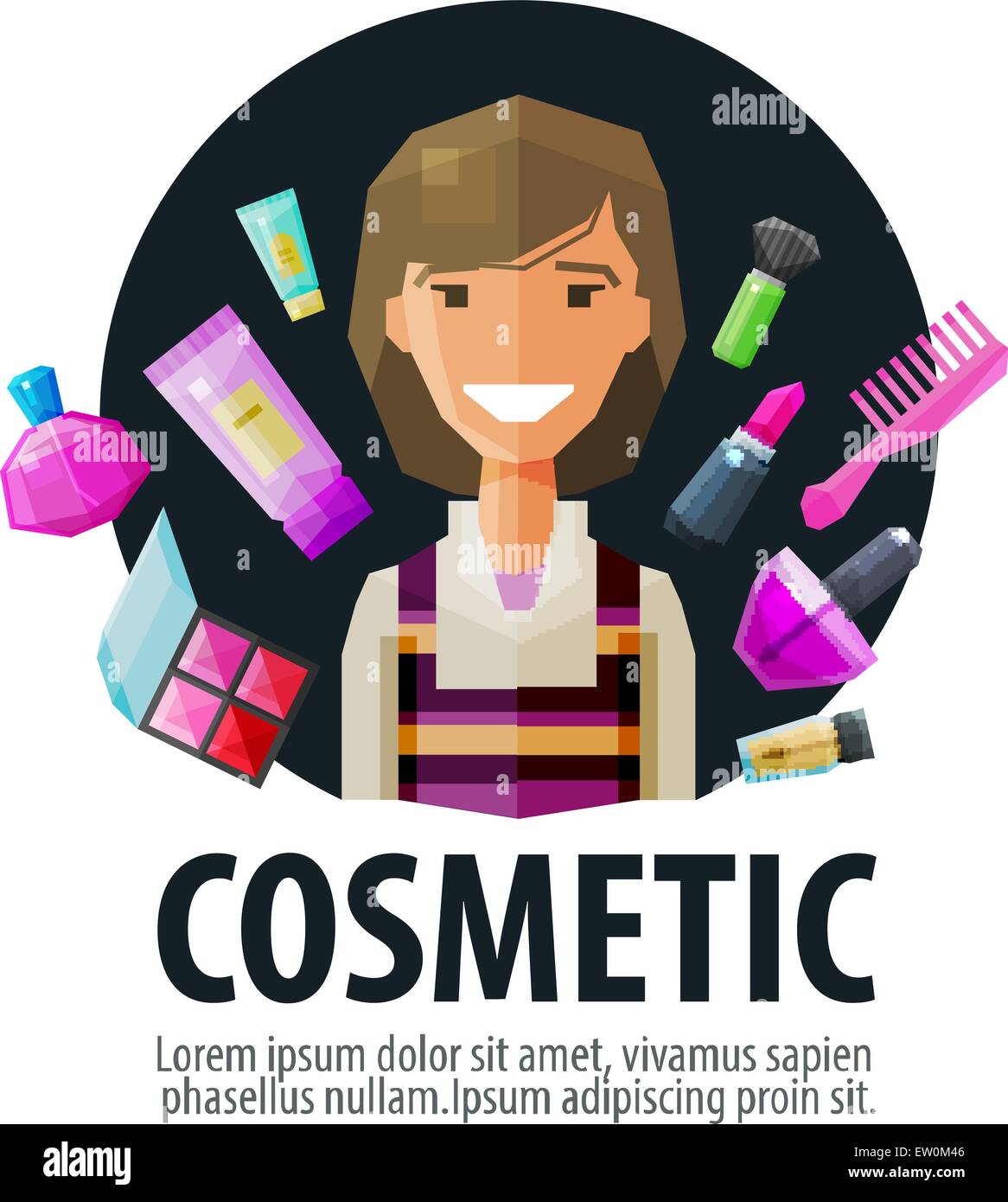 Beauty-Salon, kosmetische Vektor-Logo-Design-Vorlage. Make-up und Kosmetik-Symbol. flache Darstellung Stock Vektor