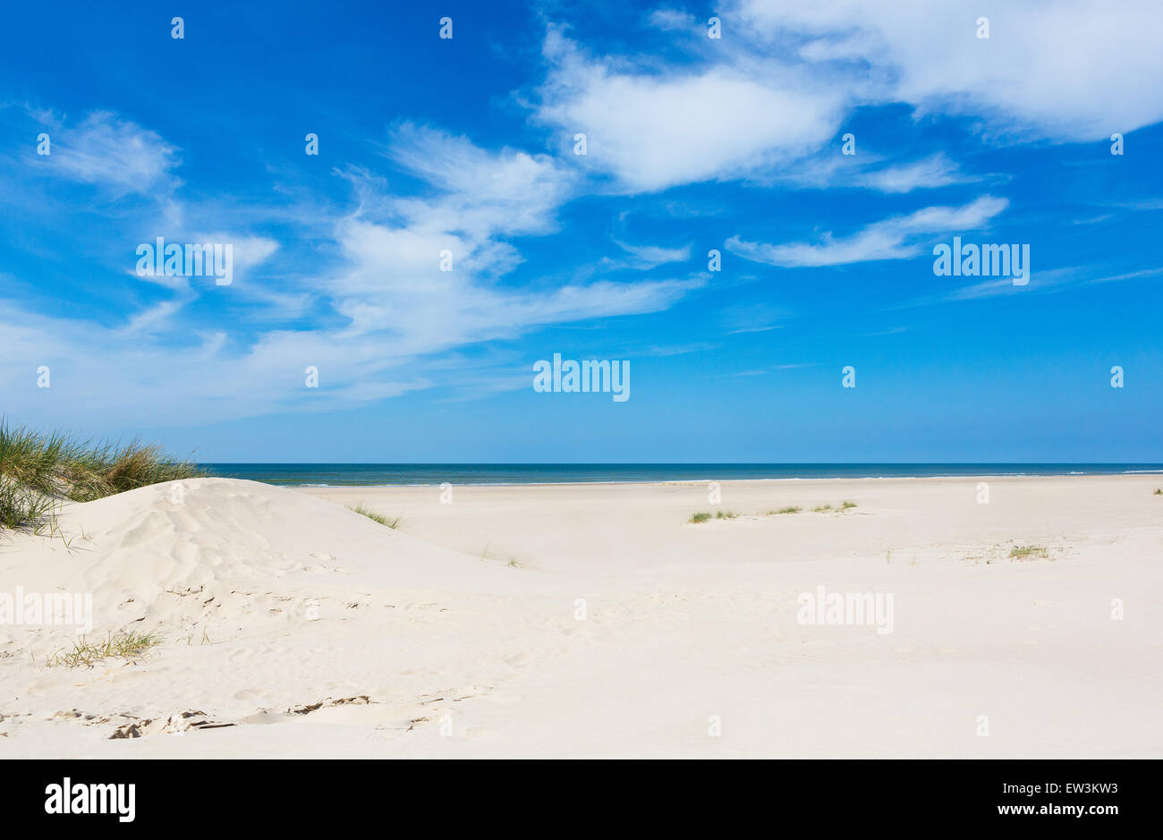 Panorama Strand mit Dünen Stockfoto