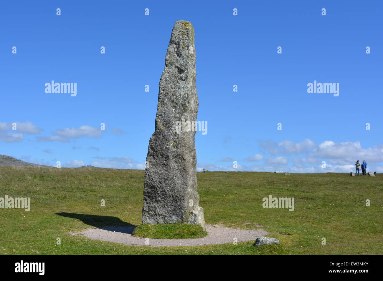 Die Merrivale Menhir.  Prähistorische Menhir innerhalb der Merrivale Zeremoniell Komplex, Dartmoor National Park, Devon, Englan Stockfoto