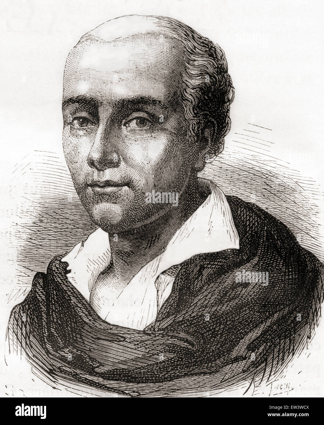 Jacques Étienne Montgolfier, 1745-1799.  Erfinder der Montgolfière-Stil Heißluft Ballon oder Globus Aérostatique. Stockfoto