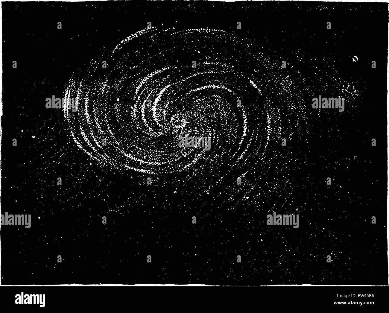 Die Spirale Nebel im Sternbild Jagdhunde, zeigt das Ergebnis der inneren Bewegungen, Vintage eingravierten Abbildung. Erde, bevor sich der Mensch - 1886. Stock Vektor