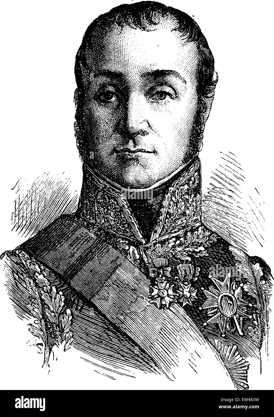 Oudinot, Vintage gravierten Abbildung. Geschichte Frankreichs – 1885. Stock Vektor