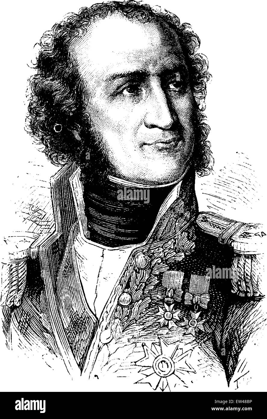 Guillaume Marie Anne Brune, graviert Vintage Illustration. Geschichte Frankreichs – 1885. Stock Vektor