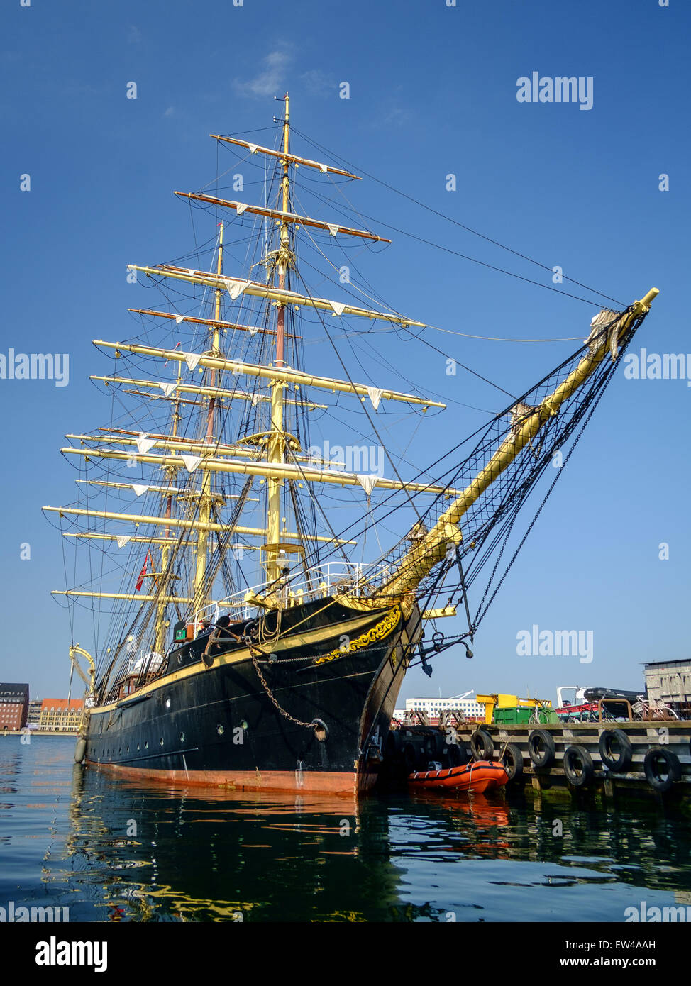 "Georg Stage" tall Ship in Kopenhagen festgemacht. Stockfoto