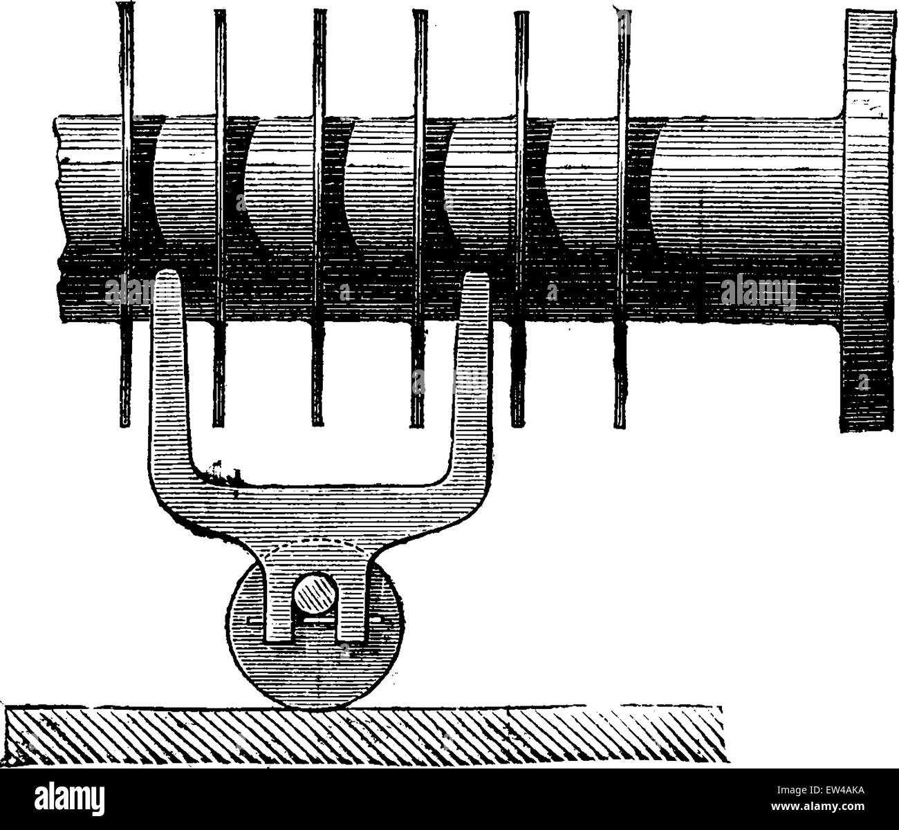 Mobile Rollenlager Dampfrohr auf dem Boden oder in Mulden, Vintage eingravierten Abbildung. Industrielle Enzyklopädie E.-O. Lami - 1875. Stock Vektor