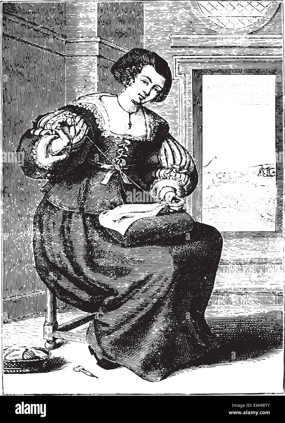 Bürgertum nach Michel Lasne (17. Jahrhundert), graviert Vintage Illustration. Industrielle Enzyklopädie E.-O. Lami - 1875. Stock Vektor