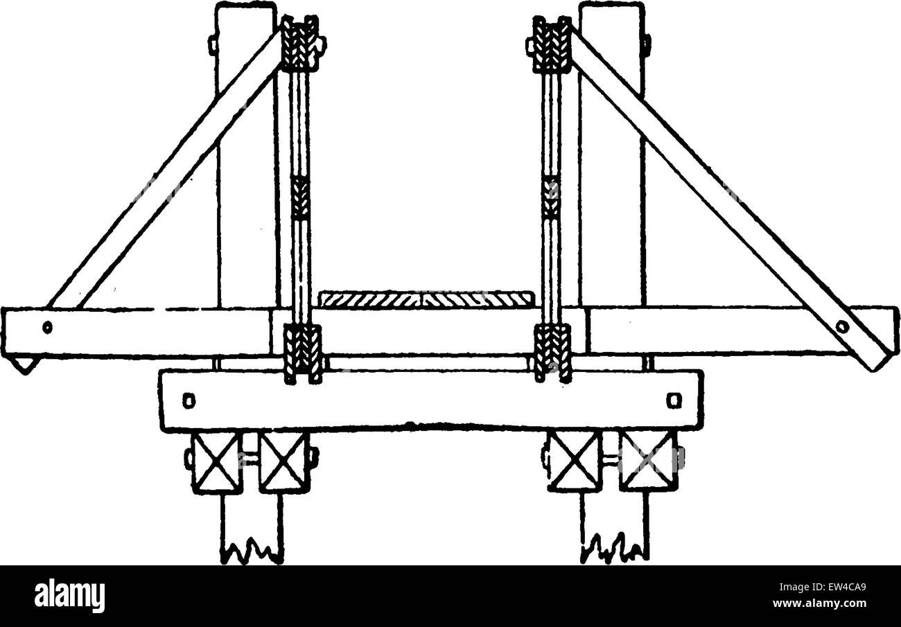 Querschnitt der Brücke Pont Saint-Michel, graviert Vintage Illustration. Industrielle Enzyklopädie E.-O. Lami - 1875. Stock Vektor