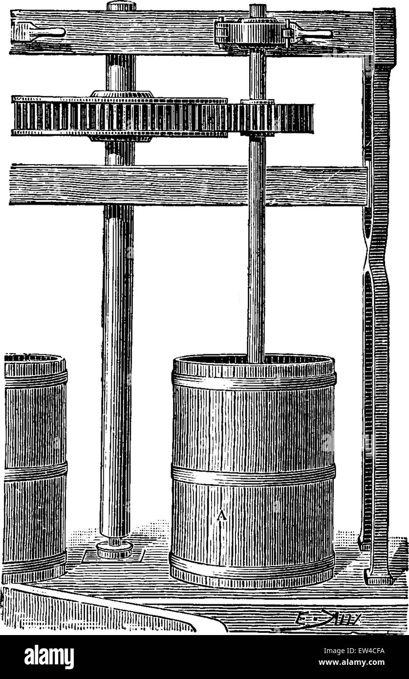 Kleine Mühlen, graviert Vintage Illustration. Industrielle Enzyklopädie E.-O. Lami - 1875. Stock Vektor