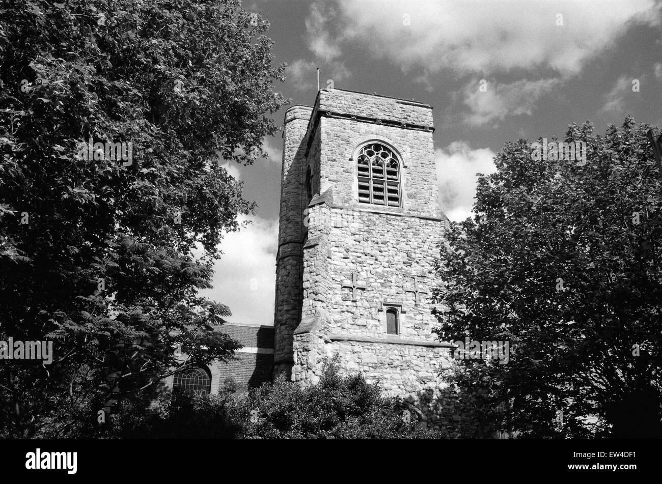 Turm der St. Nicolas Kirche, Deptford, South East London, UK Stockfoto