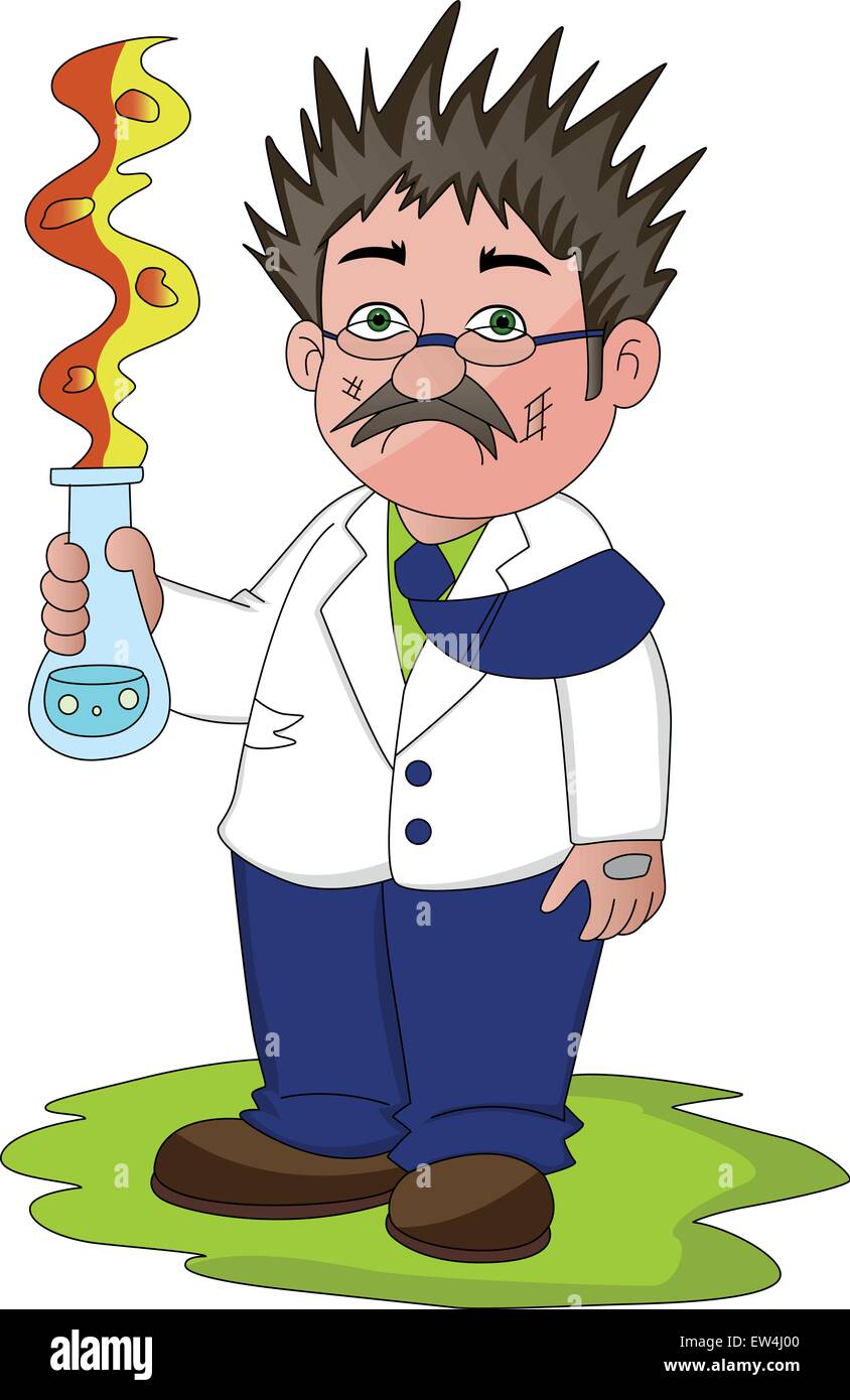 Vektor-Illustration des Wissenschaftlers nach einem gescheiterten Versuch. Stock Vektor