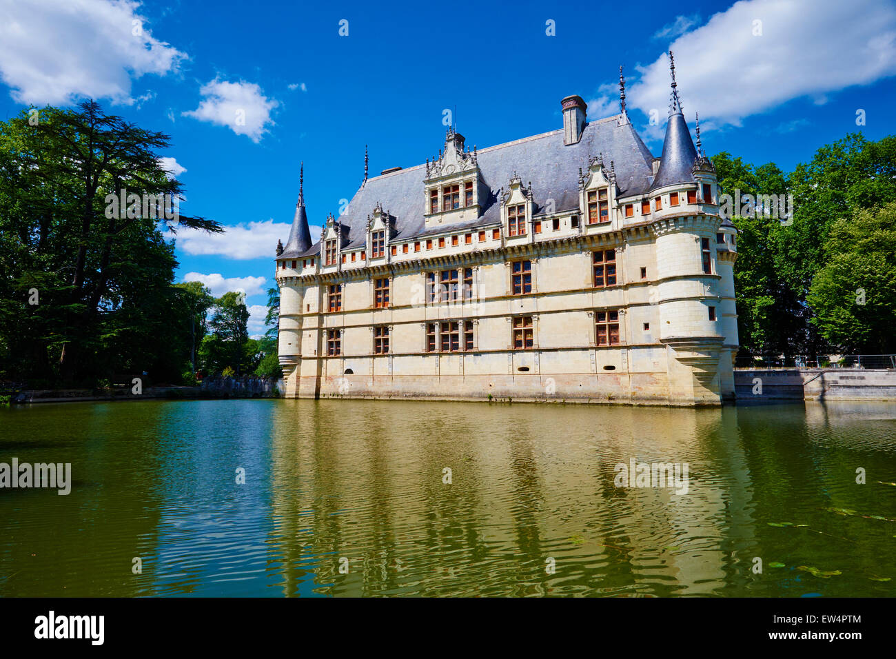 Frankreich, Indre et Loire (Department), Loire-Tal (Unesco Weltkulturerbe), Azay le Rideau Burg. Stockfoto