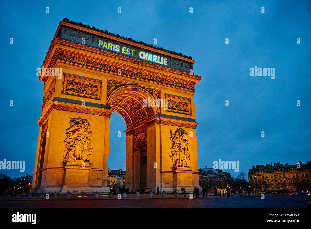 Frankreich, Paris, 11. Januar 2015 Paris ist Charlie für Charlie Hebdo, Arc de Triomphe Stockfoto