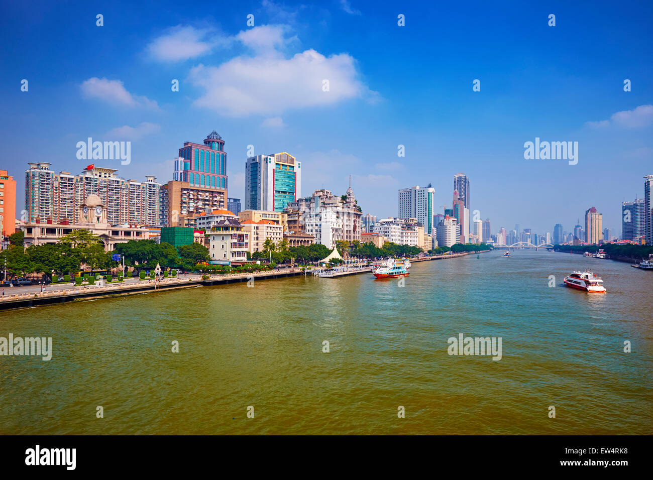 China, Provinz Guangdong, Guangzhou oder Kanton, Stadtzentrum, pearl River oder Zhujiang Fluss Stockfoto