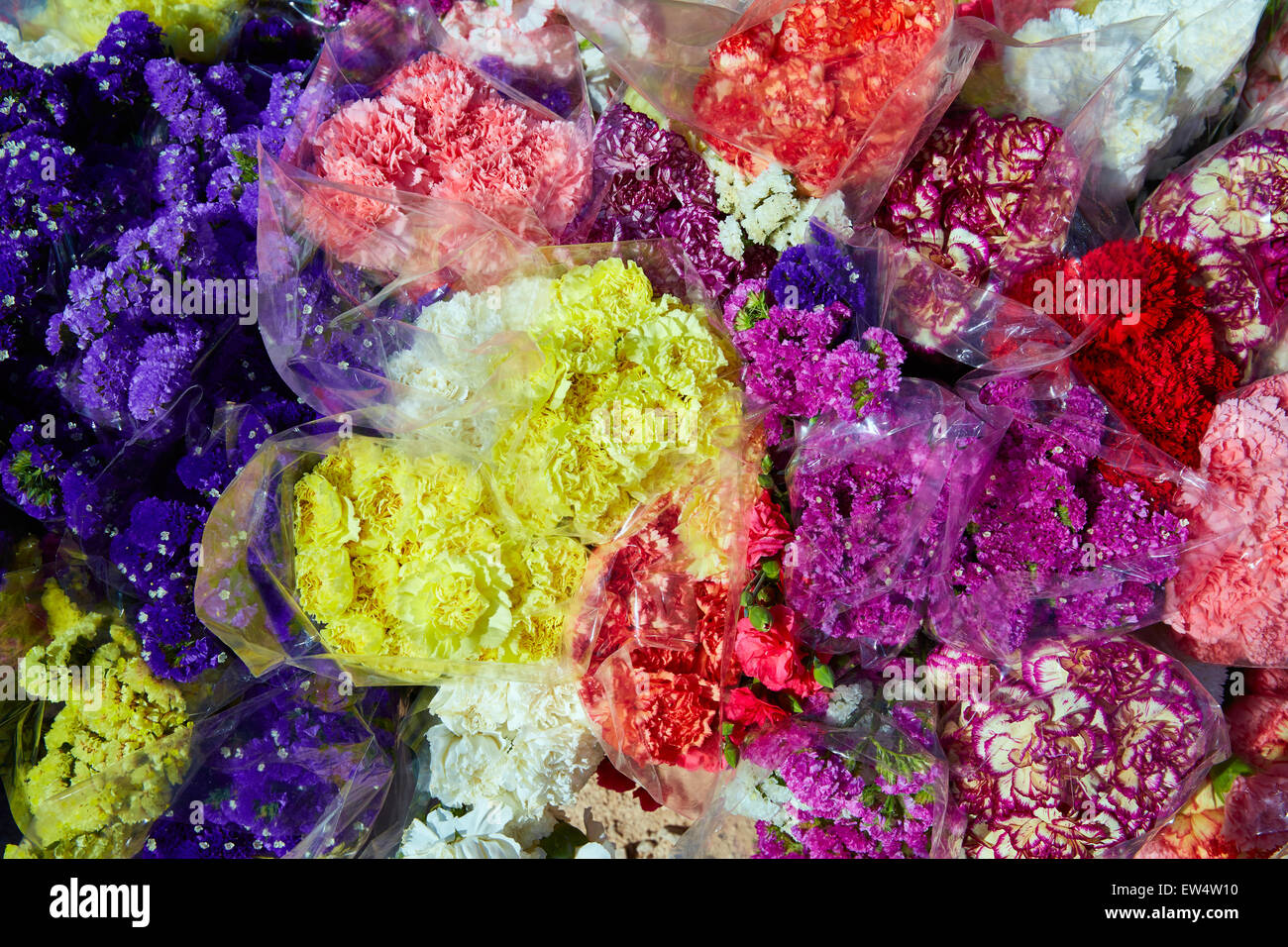 Bunte Blumen Bündel Sträuße Muster Textur farbigen Hintergrund Stockfoto