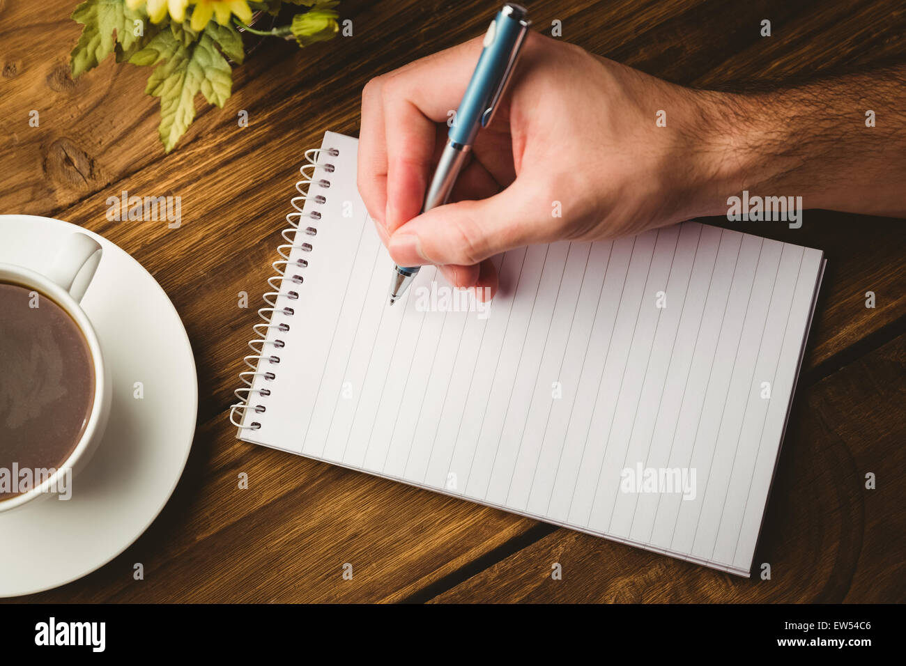 Handschrift auf dem Merkzettel Stockfoto