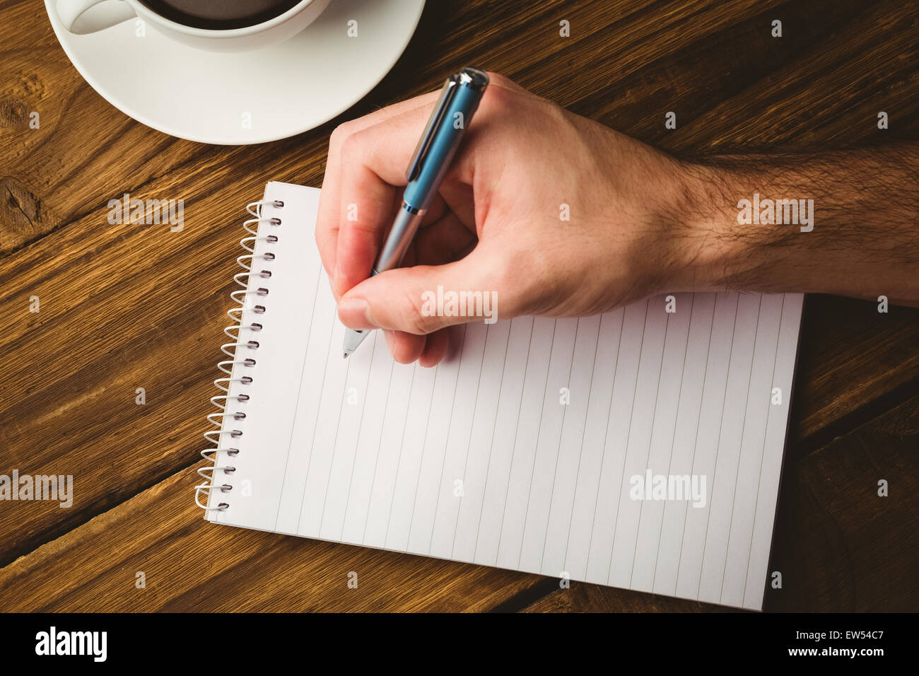 Handschrift auf dem Merkzettel Stockfoto