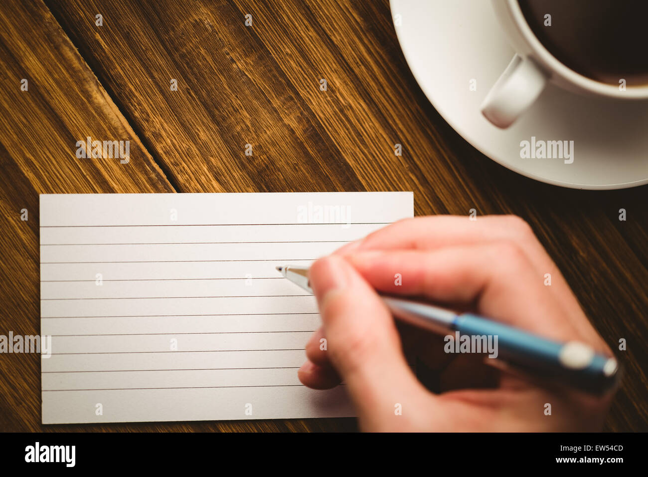 Handschrift auf flashcard Stockfoto