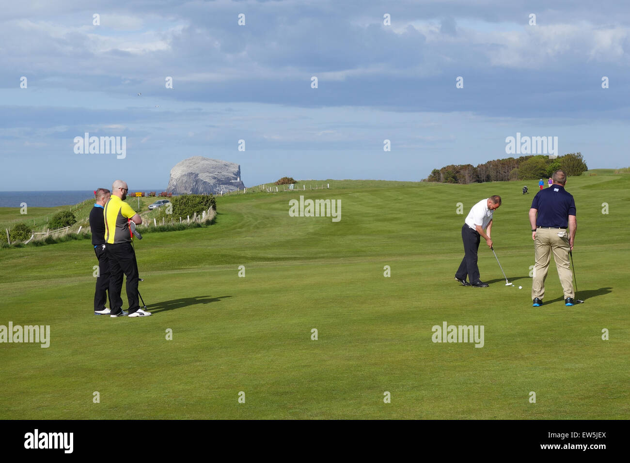 Beenden ein Spiel am 17. Grün, Glen Golf Course, North Berwick Golfer Stockfoto