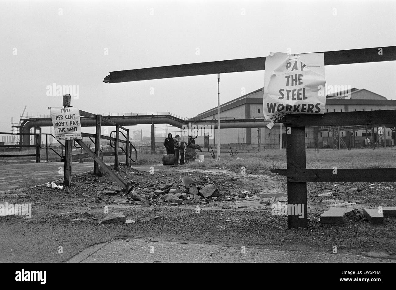 1980 Stahl Streik, Shutdown, British Steel Corporation, North Yorkshire, Donnerstag, 3. Januar 1980. Stockfoto